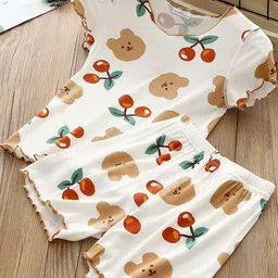 FOREVER FRIDAY Girls Printed Short Sleeves Top With Shorts-image-27