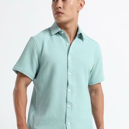 THE BEETEL HOUSE Men Textured Spread Collar Casual Shirt-image-46