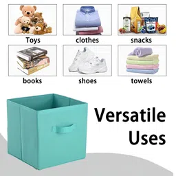 Aura Green Set of 3 Regular Square Foldable & Multipurpose Wardrobe Storage Box Organizer image 2