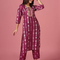 Moda Rapido Geometric Printed Sequinned Straight Kurta With Trouser-image-84