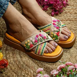 sole mates Embellished Flatform Heel Sandals-picture-28