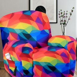 Myntra Elegant Homes Red & Blue Printed Polyester 1 Piece Sofa Cover With Arms-image-70
