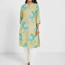 RANGMANCH BY PANTALOONS Women Floral Printed Straight Cotton Kurta-picture-37