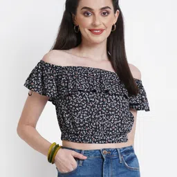 Moda Rapido Floral Print Off-Shoulder Cotton Crop Top-picture-19