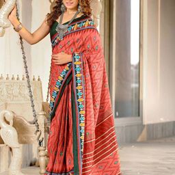 PEENGAX Printed Pure Cotton Ikat Saree-image-56