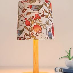 Decorcity Brown Printed Wood Traditional Cylindrical Shaped Table Lamp-20