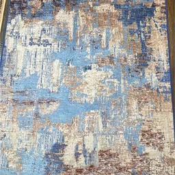 DREAM WEAVERZ Blue Printed Chenille Anti-Skid Long-Life Rectangular Floor Rug-image-36