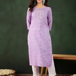 BANDIA Women Bandhani Printed Kantha Work Kurta-image-22