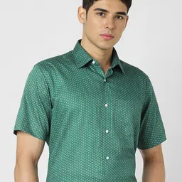 Van Heusen Micro Ditsy Printed Spread Collar Pure Cotton Formal Shirt-picture-4