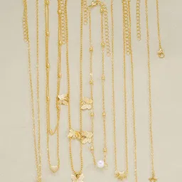 DIVASTRI Set Of 6 Gold-Plated Artificial Beaded Chain-7