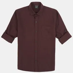 CHARCHIT Boys Spread Collar Long Sleeves Casual Cotton Shirt-image-57