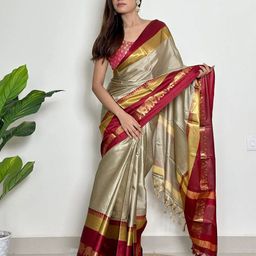 A S CREATION Silk Cotton Paithani Saree-image-97