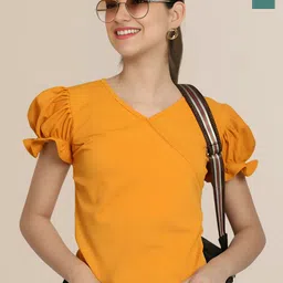 Mast & Harbour Women Pack Of 2 Puff Sleeves Peplum Top-picture-45