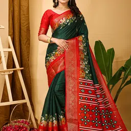 HERE&NOW Batik Zari Silk Cotton Kanjeevaram Saree-picture-16
