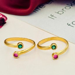 ABDESIGNS Gold-Plated American Diamond Toe Rings-image-14