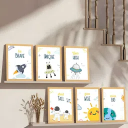 Art Street White & Yellow 6 Pieces Space Astronaut Painting Wall Arts-image-76