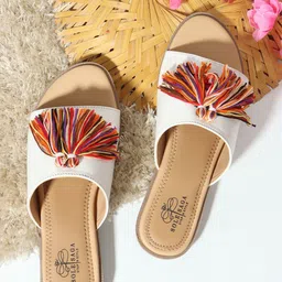 Sole Saga Women Embellished Open Toe Flats with Tassels-80