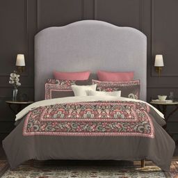 MYTRIDENT Brown & White Floral 400 TC Cotton Double King Bedsheet with 4 Pillow Covers-image-23
