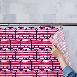 ArtzFolio Red & White Printed Waterproof Shower Curtains-0