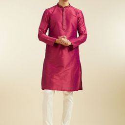 Diwas by Manyavar Mandarin Collar Thread Work Straight Kurta-42