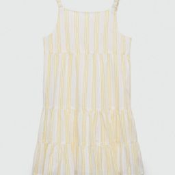 Mango Kids Girls Pure Cotton Striped Tiered A-Line Dress-picture-41