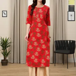 HERE&NOW Selection Of 3 Floral Printed Round Neck Straight Kurtas-97