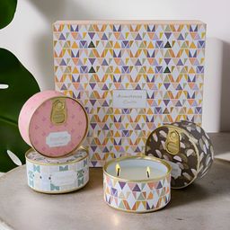 Ekhasa White & Orange 4 pieces Printed Jar Candle-image-10