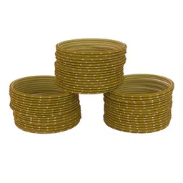 ZULKA Set of 48 Traditional Plain Metal with Polka Dots Bangles-image-59