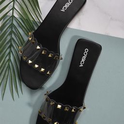 CORSICA Women Solid Leather Casual Open Toe Flats with Western - Embellished-36