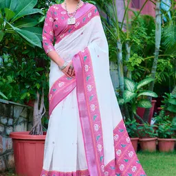 Moda Rapido Floral Designer Block Print Saree-14