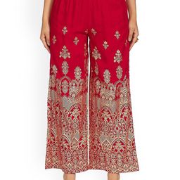 SRISARAS Women Ethnic Motif Printed Loose Fit Mid-Rise Cotton Culottes Trousers-image-53