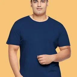 Wear Your Opinion Men Plus Size Solid Round Neck Cotton T-shirt-19