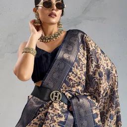 TASRIKA Ethnic Motifs Printed Zari Border Saree-5