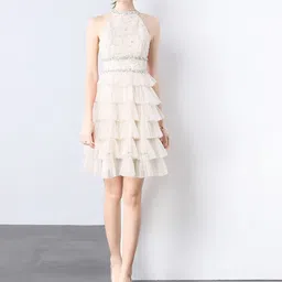 JC Collection Women Self Design Layered Fit & Flare Dress-image-99