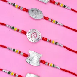 MEIRA JEWELLERY Set Of 5 Religious Om & Veera Rakhis-6