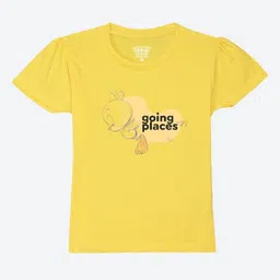 YK Warner Bros Girls Looney Tunes Printed Pure Cotton Puff Sleeves Applique T-shirt-picture-15