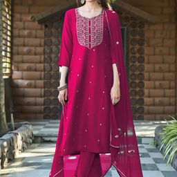Anni Designer Embroidered Thread Work Kurta with Trousers & With Dupatta-image-19