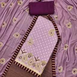SAINOOR Embroidered Pure Cotton Semi-Stitched Dress Material-image-85