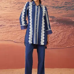 Lakshita Embroidered Pure Cotton Shirt & Trousers Co-ords-image-48