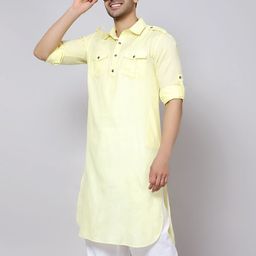 Sultan The King Of Kurta Shirt Collar Roll-Up Sleeves Cotton Pathani Kurta-picture-23
