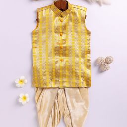 JBN Creation Boys Mandarin Collar Sleeveless Kurta With Dhoti Pants-58