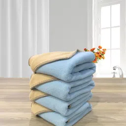 LABHAM Euphoria 4Pcs Blue & Beige-Color Anti-bacterial Reversible Towel-14