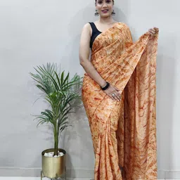 KALINI Pure Chiffon Abstract Printed Ready to Wear Jamdani Saree-14