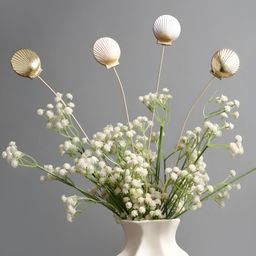 Glimpse Homes Gold-Toned & White 4 Pieces Seashells Metal Sticks-image-34
