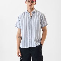 Snitch Vertical Striped Short Sleeves Shirt-image-85