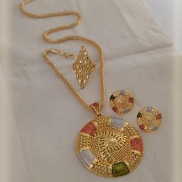 niva fashion Gold-Plated Brass Pendant & Earrings-image-33