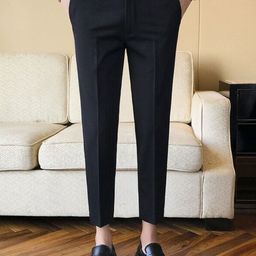 PESADO Men Smart Slim Fit Solid Formal Cotton Trousers-image-85