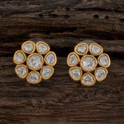 Kushal's Fashion Jewellery Kundan Studded Floral Studs-47