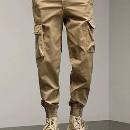 VOOTER Men Solid Relaxed Cargos Trousers-image-22