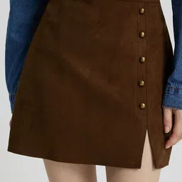 LULU & SKY Women Front Slit A-Line Slip On Mini Skirts-image-43